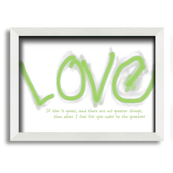 Maturi Canastota Love Quote If Love Is Great Lime Green Framed Print